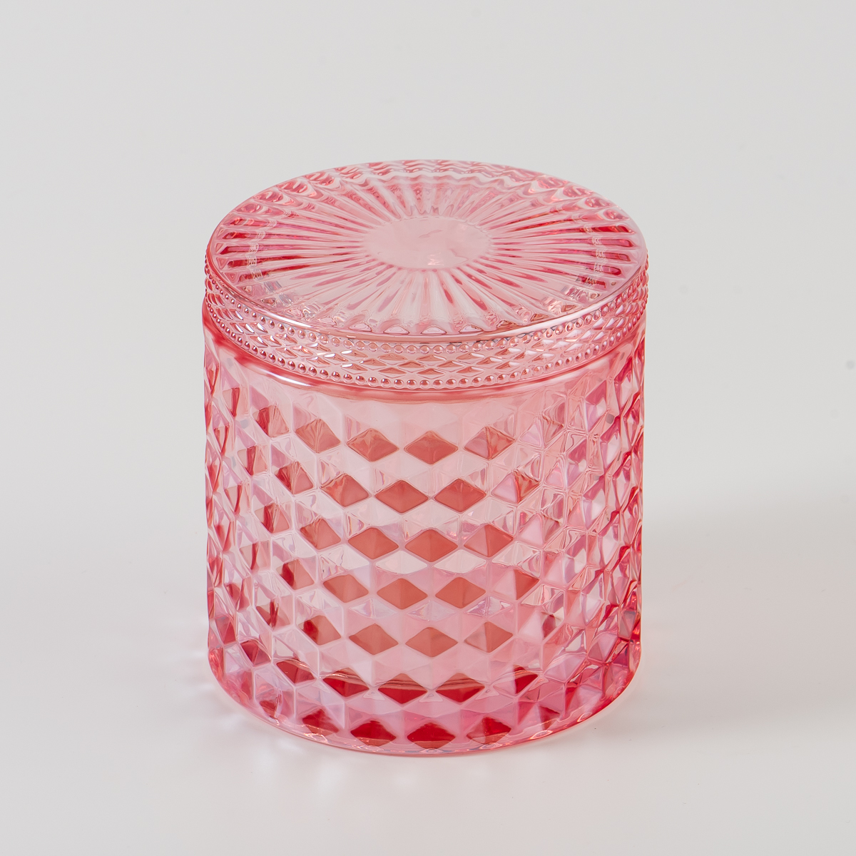 Wholesale 10oz 12oz Different Surface Finishes Color Diamond Glass Candle Jar With Lids