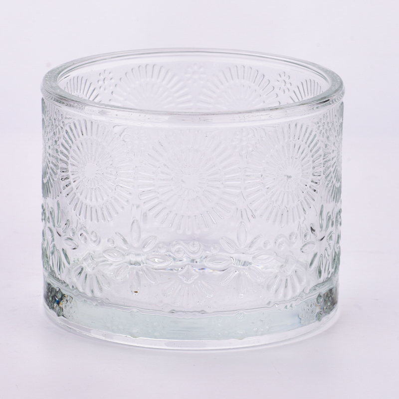 Luxusmuster Dekor Transparentes Glaskerzenglas Großhandel