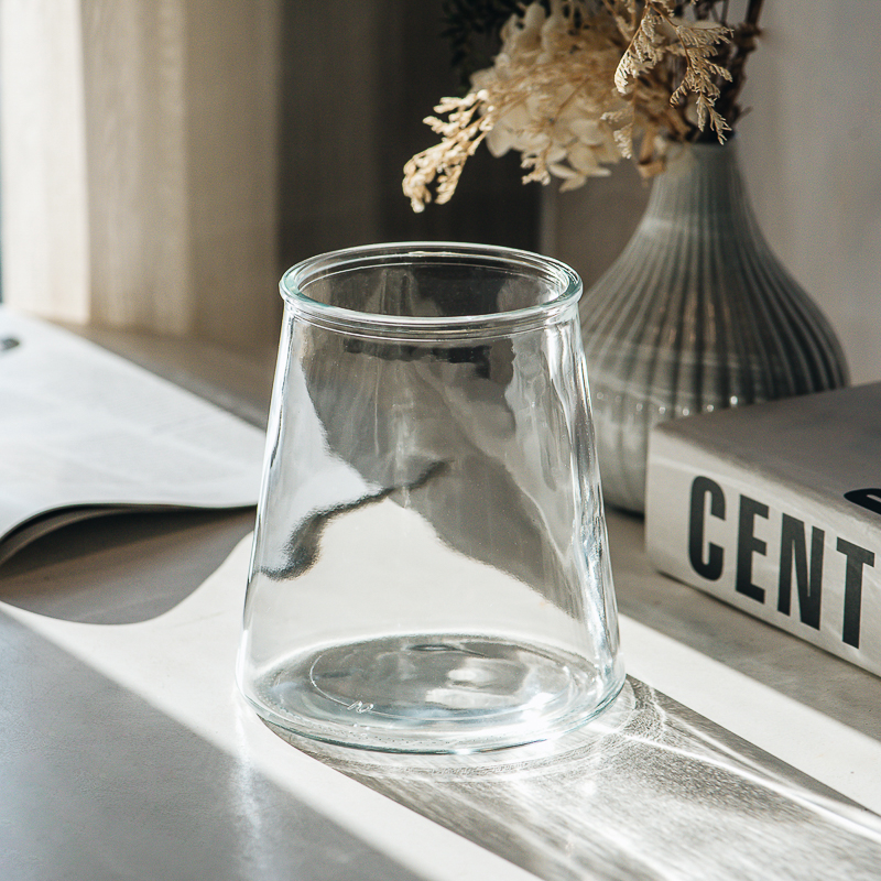 Трапециевидное прозрачное стеклянное цветовое соевое восковое судно свеча