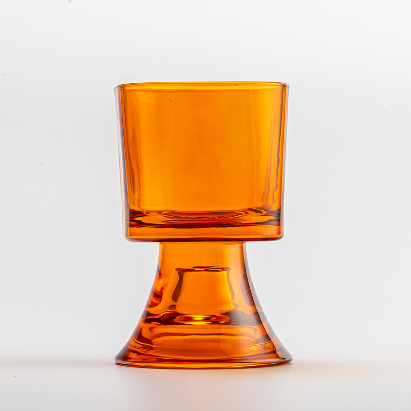 Luxury Retro Style Transparent Amber Glass Candle Vessel Soy Candle Holder - COPY - s76mgp