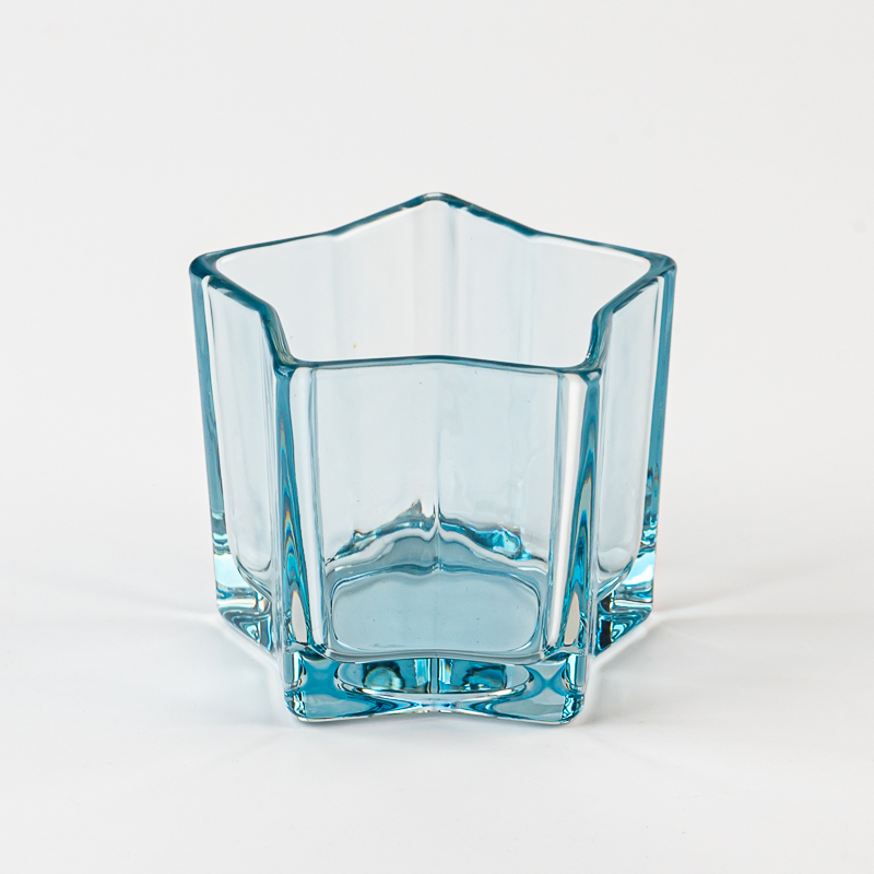 Sternform transparent blaues Glasgefäß Kerzenglas für Kerzenherstellung