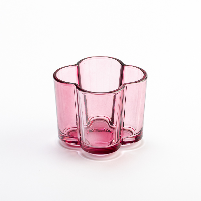 Flower shaped 8oz glass container scented candle holder from China supplier