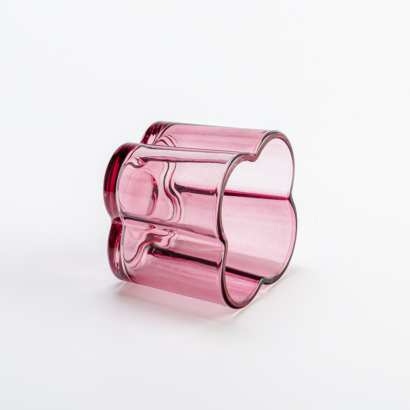 Flower shaped clear glass candle holder scented candle making vessel