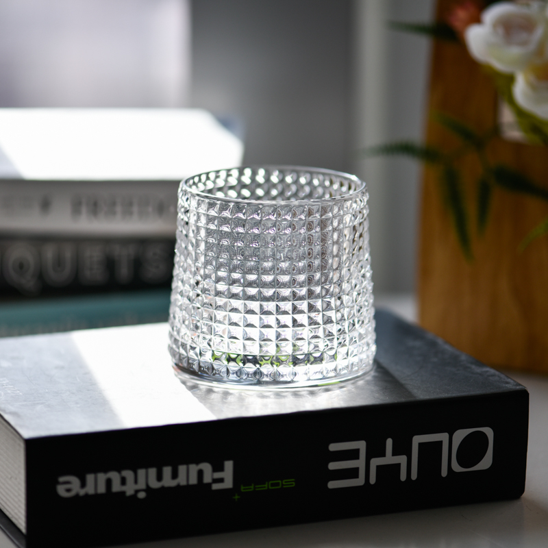 Supplier 8oz Modern Style Clear Crystal Vessel Glass Candle Jar for Candle Making