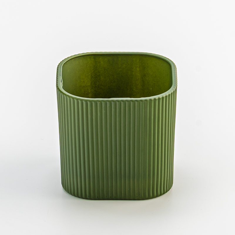 Luxury Green square glass candle jar wholesale