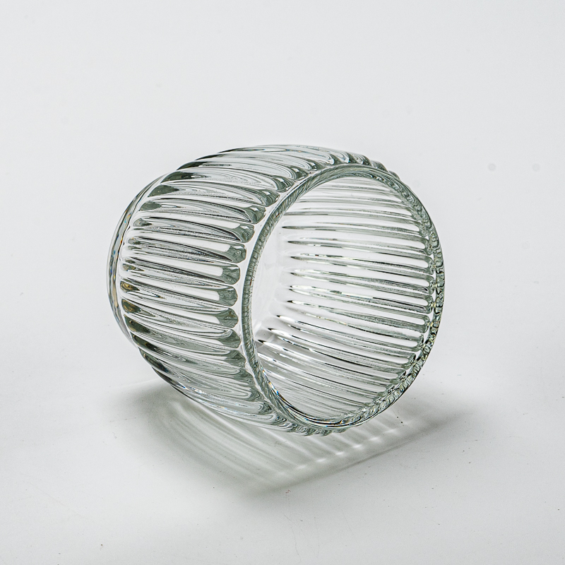 6oz clear glass candle container with stripe wholesale