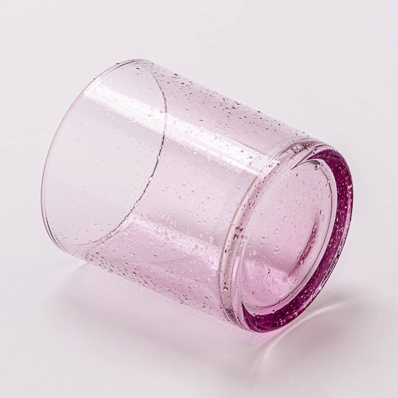 300ml purple glass candle container with water drop decor