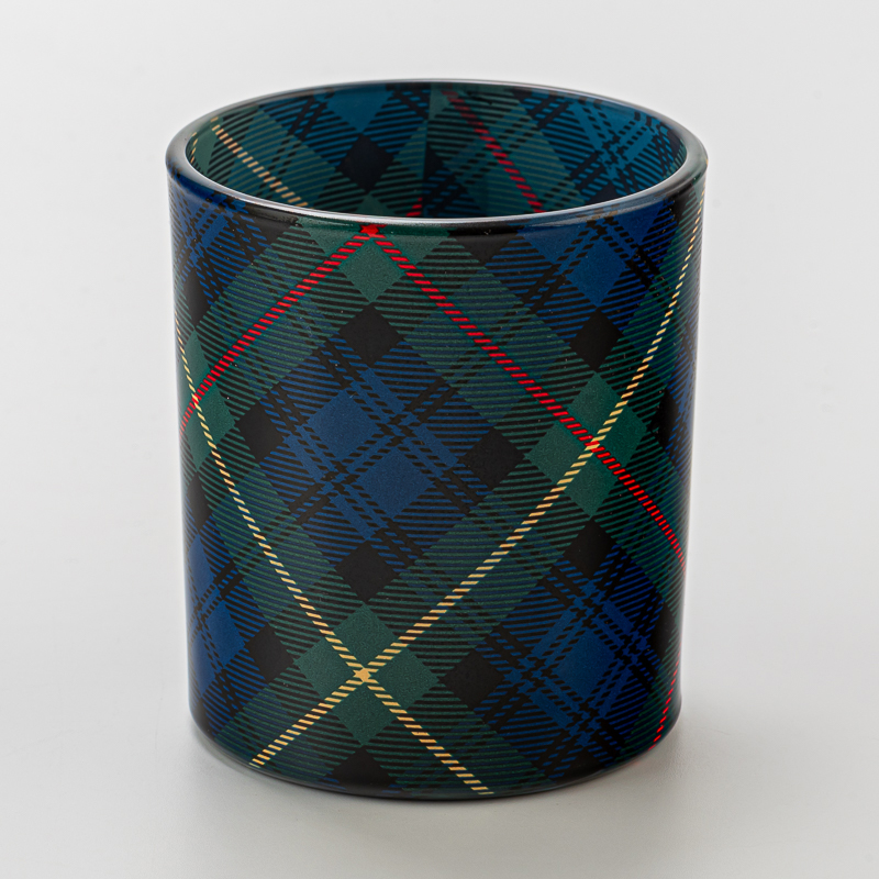 Décalage de décalcomanie vintage tartan de conception en verre bougette de bougie