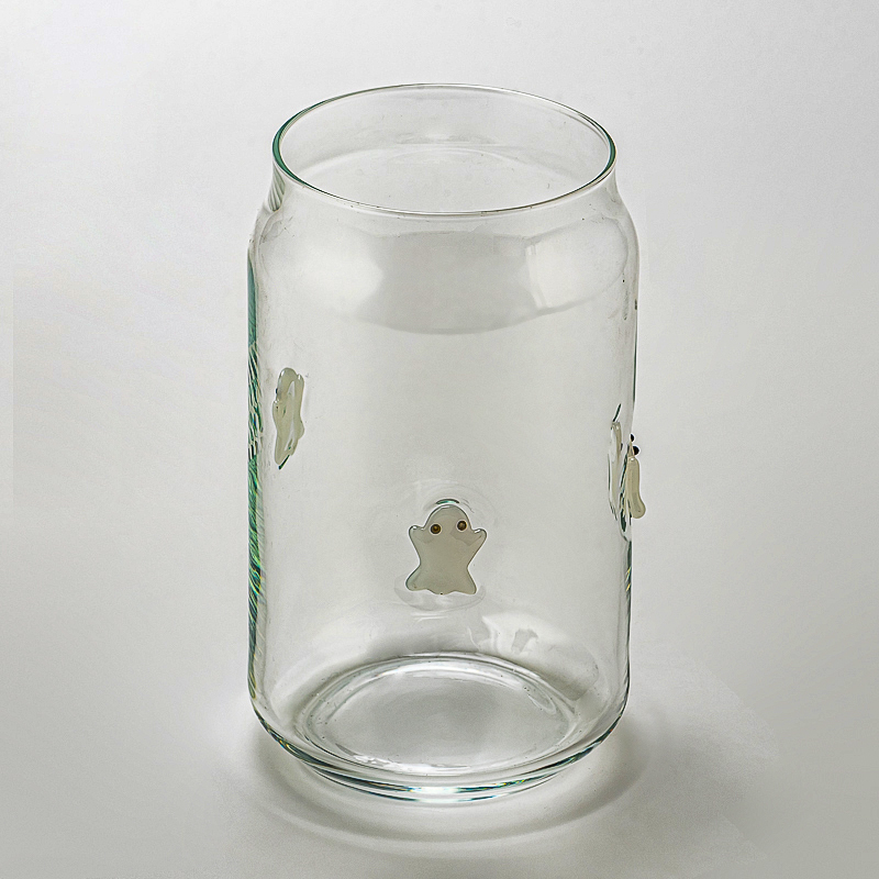 ハロウィーンゴーストデザインホリデーデコレーションとギフトのためのクリアガラスキャンドルホルダー