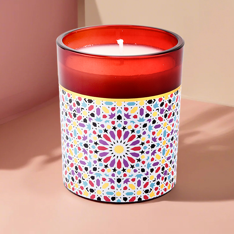 Jares de velas de vidrio de calcomanía de estilo étnico al por mayor para la decoración del hogar