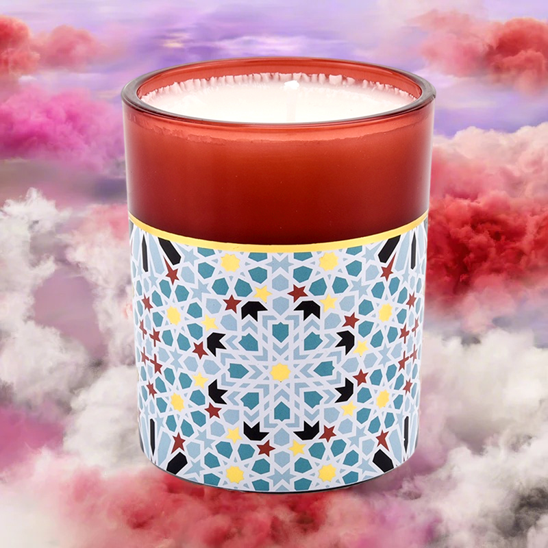 Fabricante de vela de vidrio de vidrio de calcomanía único personalizado