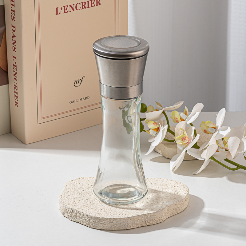 Горячие продажи пустые перец мельницы стеклянная бутылка со шлифовальной кепкой