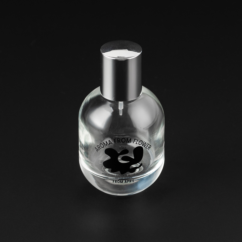 Bottiglia di profumo di vetro lussuoso lussuoso con tappo d'argento