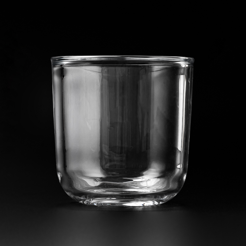 Benutzerdefinierte farb runde untere dicke Glas leeres Kerzengefäß