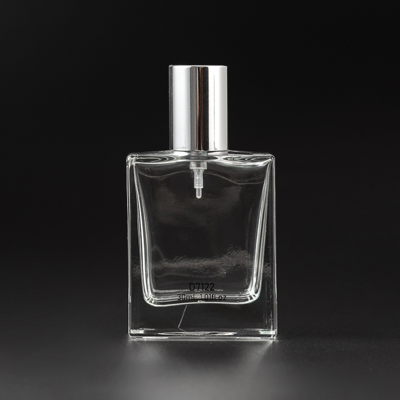 30 мл квадратного прозрачного стеклянного духов бутылки с серебряной крышкой