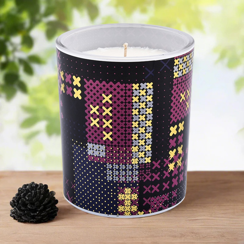 Jarros de vela de vidro bordados geométricos personalizados para decoração