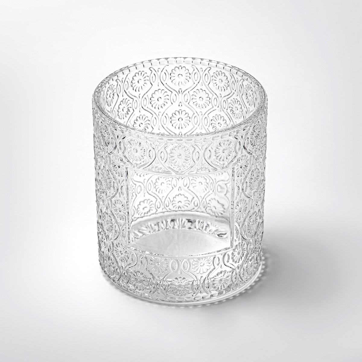 エレガントなエンボス表面カスタムカラーガラスジャーアロマティックキャンドルジャー卸売