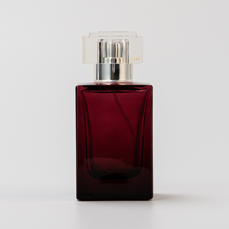 Bottiglia di profumo in vetro quadrato di lusso vuoto ambrato con tappo
