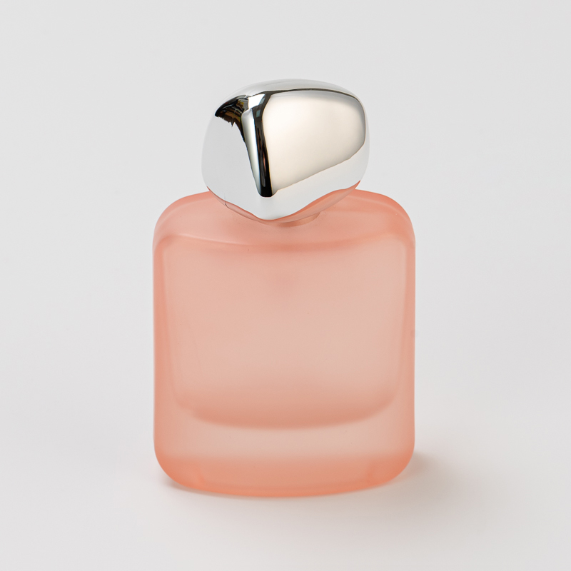 Домашний декор из матового розового стекла, флакон духов с серебряной крышкой