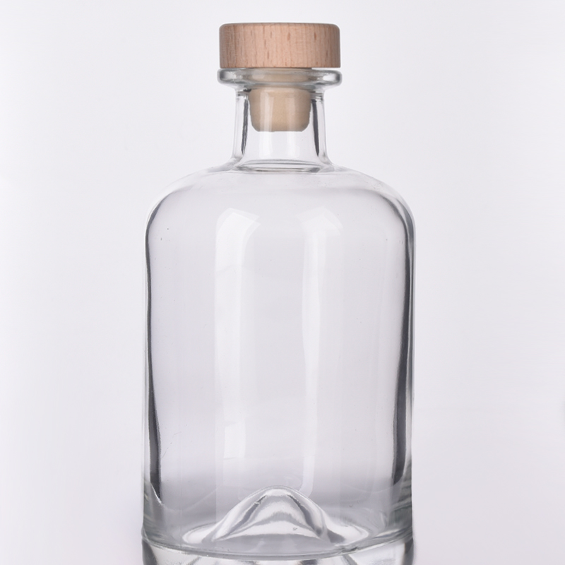 Frasco de vidro transparente de fundo exclusivo de 524ML por atacado com rolha