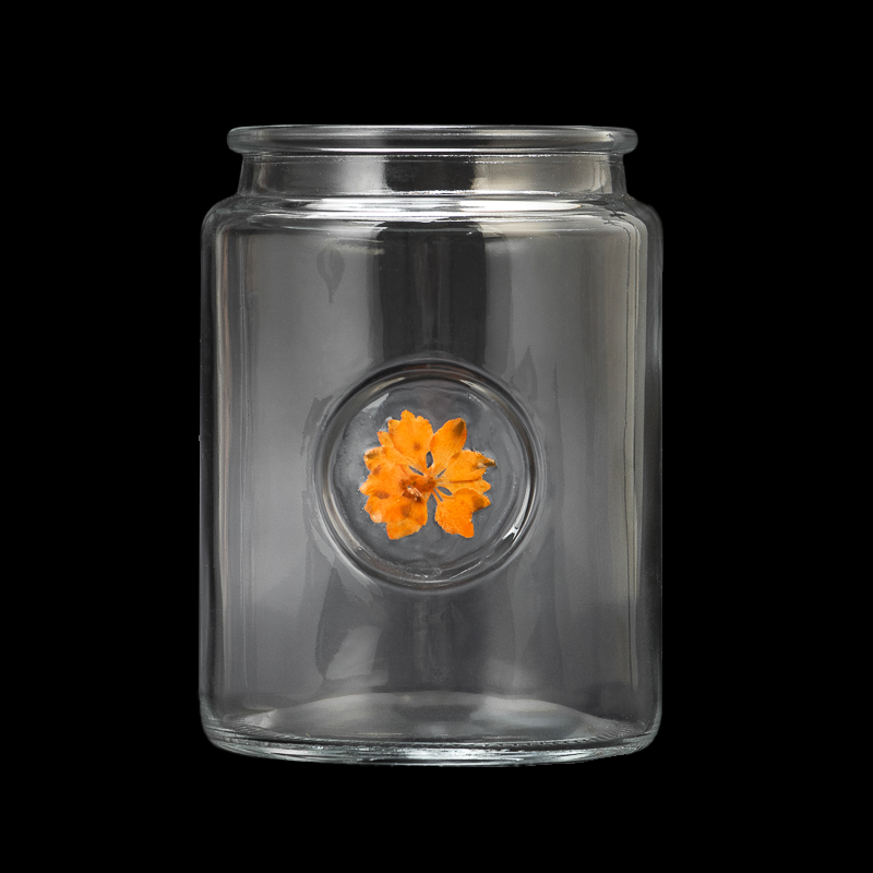 Fornitore di vasetti di candele vuoti in vetro di grande capacità con decorazioni floreali