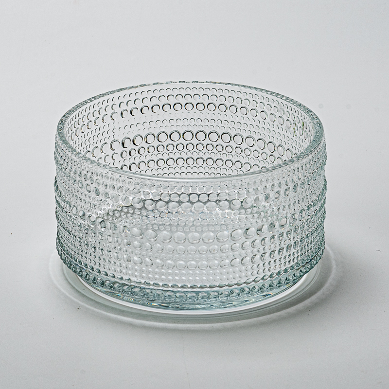 Wholesaling Granular Surface Glass Jar Large Short Candle Vessel