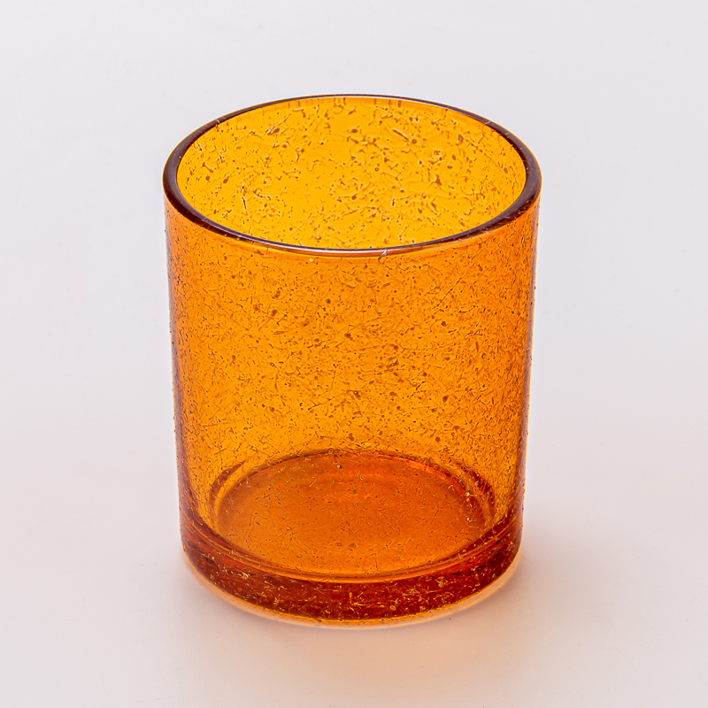 Vaso per candele vuoto da 8 once in vetro arancione trasparente in stile moderno per la decorazione domestica