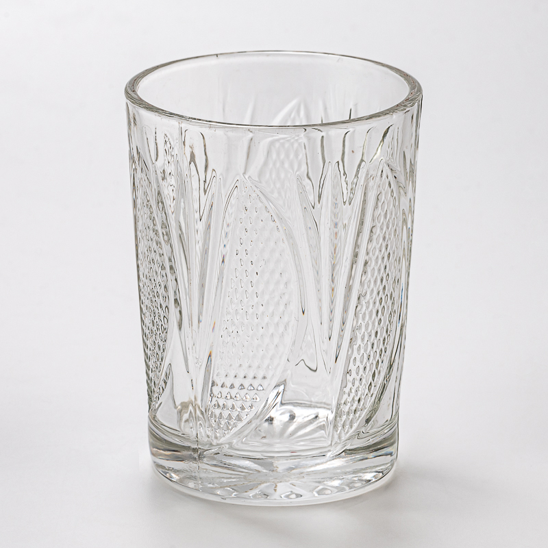 Copo de vidro com design em relevo por atacado personalizar vidro de jarra de vela colorida