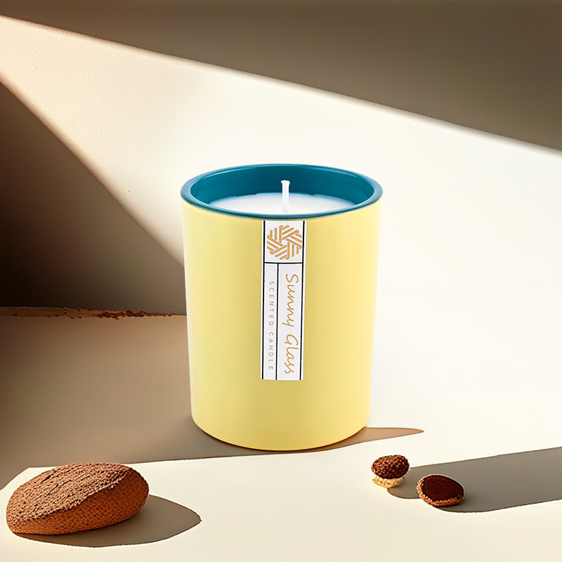 Frascos de velas de vidro creme amarelo e verde profundo por atacado