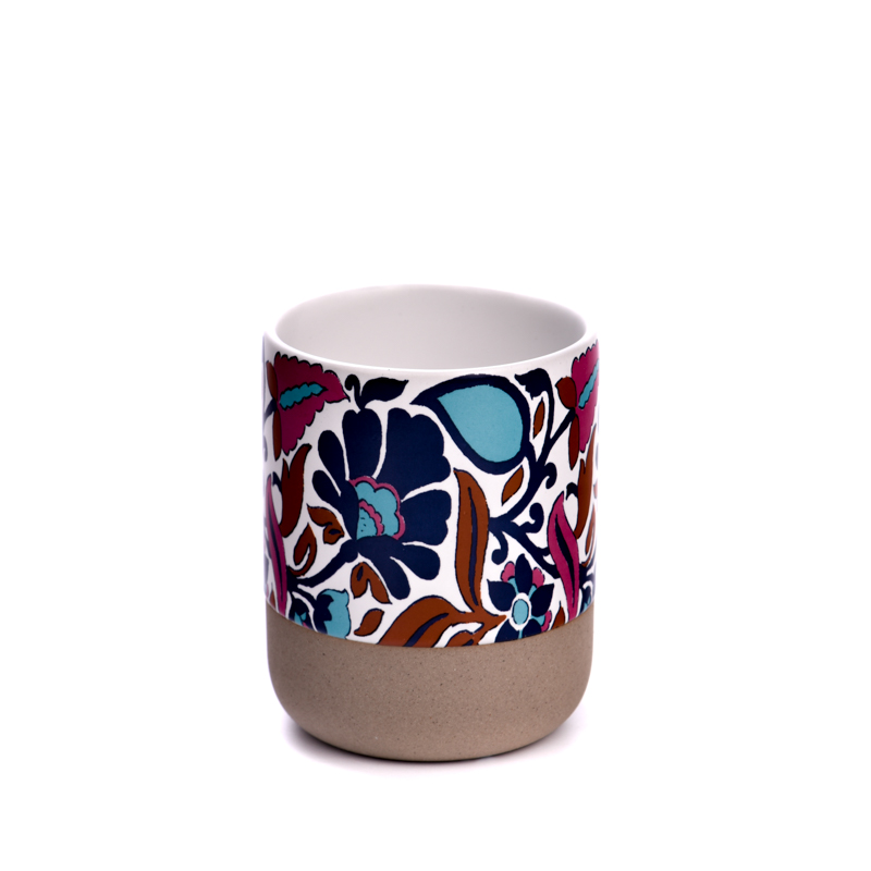 Portacandele profumate in vaso in ceramica con motivo personalizzato e bocca rotonda