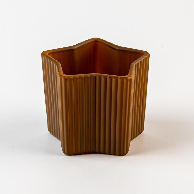 Vendita all'ingrosso di contenitori per candele in vetro di colore opaco in vetro dal design creativo a strisce