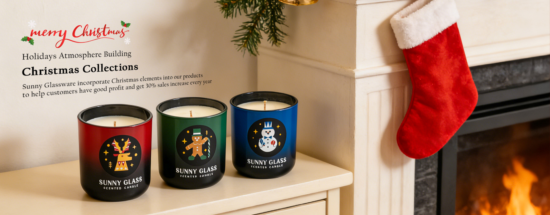 Christmas pattern glass candle jars