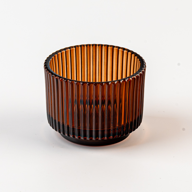 Frasco de vela de vidro de cor popular estilo listra vertical para embalagem de velas