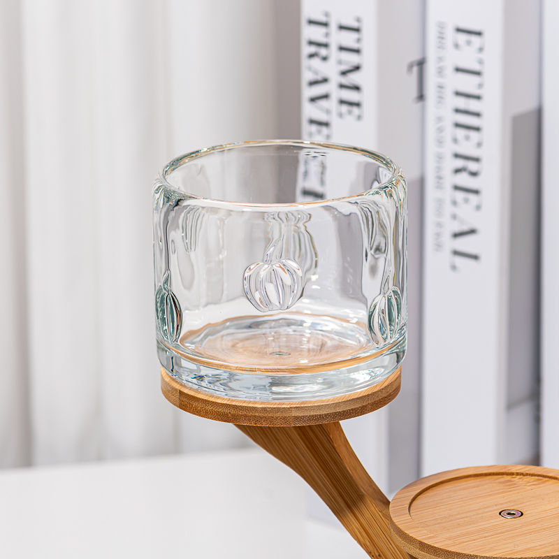 Portacandele in barattolo di vetro trasparente con motivo a zucca rotondo da 186 ml all'ingrosso con Natale