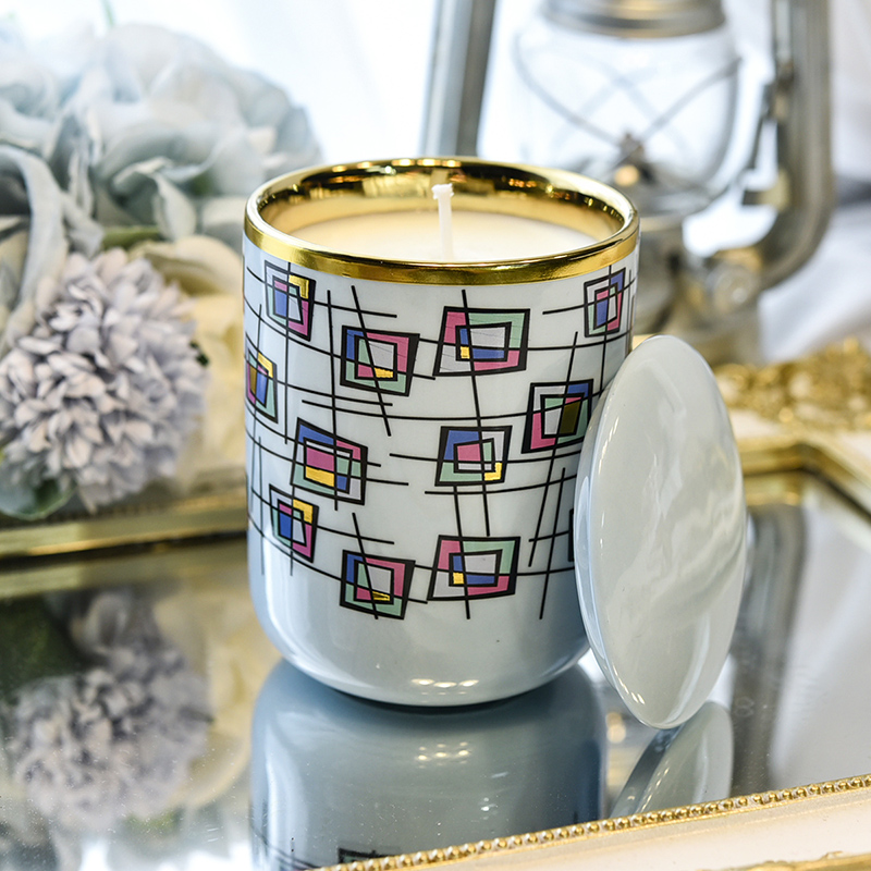 Luxury Ceramic Candle Jar with Lid Home Decor