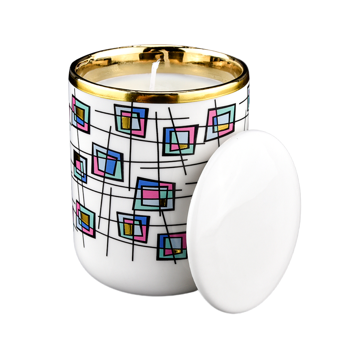 China Wholesale Custom Hand-Glazed Ceramic Candle Jar with Lid manufacturer