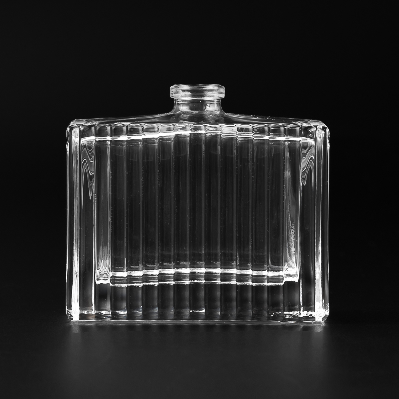 ストライプ付き50mlクリアクリンプガラス香水瓶