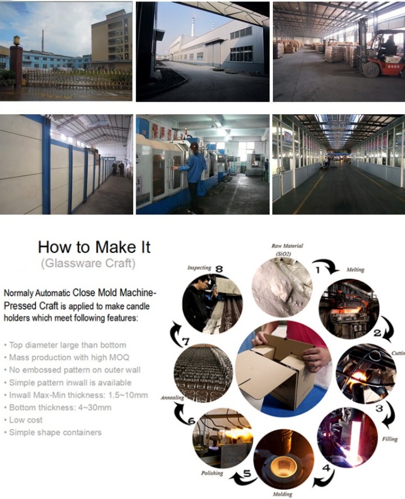 Home Decor Emboss Pattern Glass Vessel 335ml Empty Candle Jar