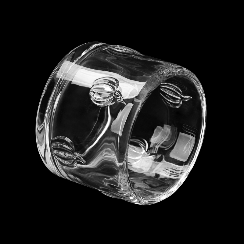 Home Decor Emboss Pattern Glass Vessel 335ml Empty Candle Jar