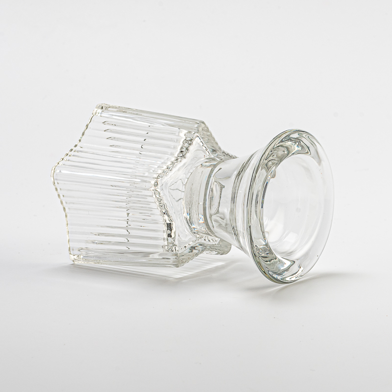 Luxury Stripe Glassware Custom Color Candle Vessel Soy Candle Holder with Base