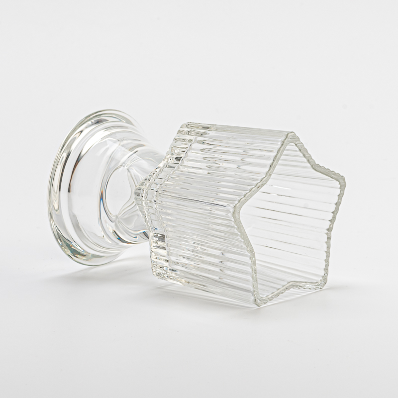 Luxury Stripe Glassware Custom Color Candle Vessel Soy Candle Holder with Base