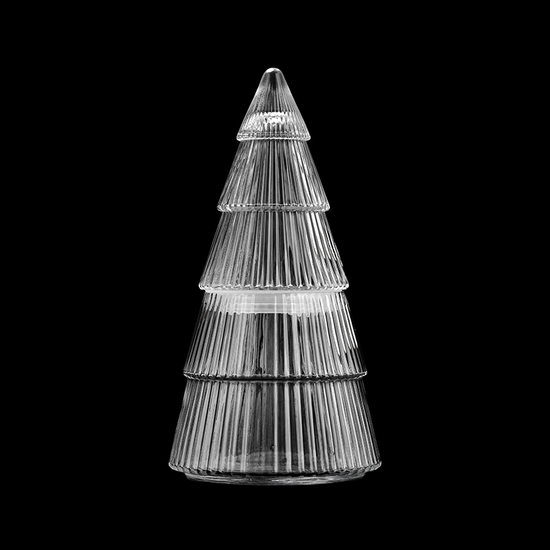 Vaso de vela de vidro estilo árvore de Natal de grande capacidade para decoração festiva de casa