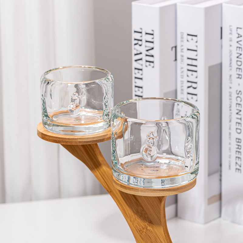 Custom 3D Embossed Bear Clear Glass Candle Jar Thickened Aromatherapy Container