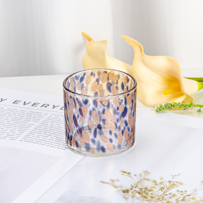 Elegant Transparent Glass Candle Vessel with Artistic Spotted Pattern Design for Home Wedding Party Decor