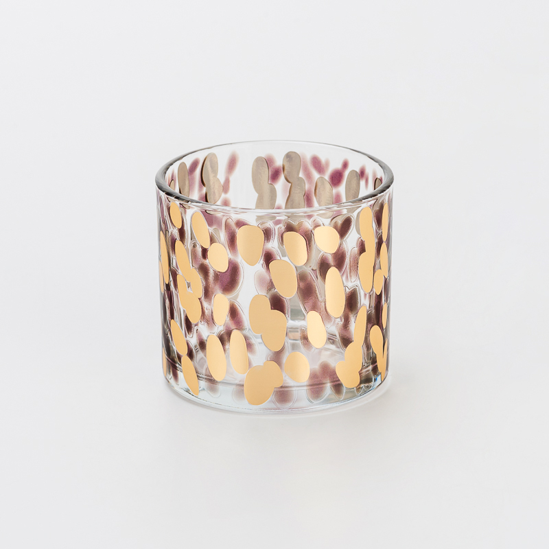 批发精美贴花艺术图案透明玻璃蜡烛罐定制印刷高品质家居装饰