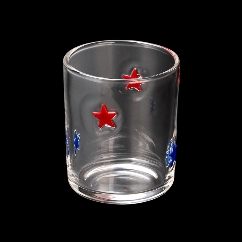 Geprägtes Sternmuster-Glaskerzengläser 14oz wiederverwendbares leeres Duftkerzenglas Großhandel Home Table Display
