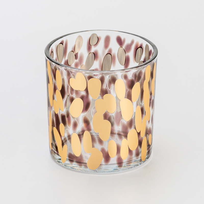 Luxury Wide Mouth Decal Printed Glass Candle Jar for Scented Candles Reusable Home Decoration Container