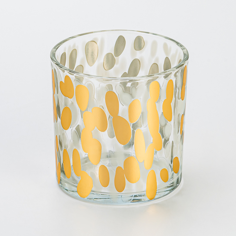 Fancy Decal Finish 17oz Glass Candle Jar Scented Candle Vessel for Modern Home Decoration