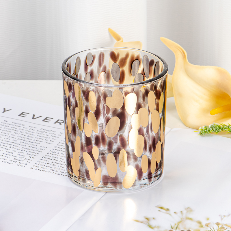 Tarro de cristal para vela de lujo, calcomanía con diseño elegante, contenedor reutilizable para fabricación de velas perfumadas, almacenamiento de Fragancia casera, 308ml