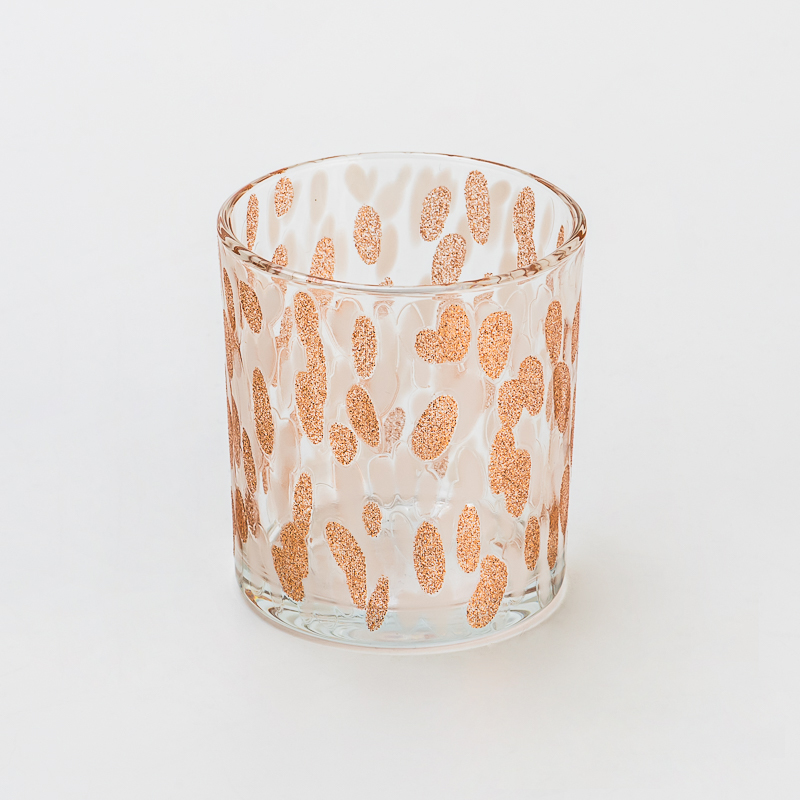 Bougeoir de luxe en verre de 6oz, avec motif à pois dorés, pour verser des bougies parfumées, décoration de maison et affichage de table